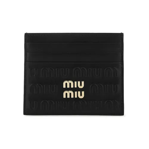 MIU MIU Кожаный держатель для карт и кошелек женский черный