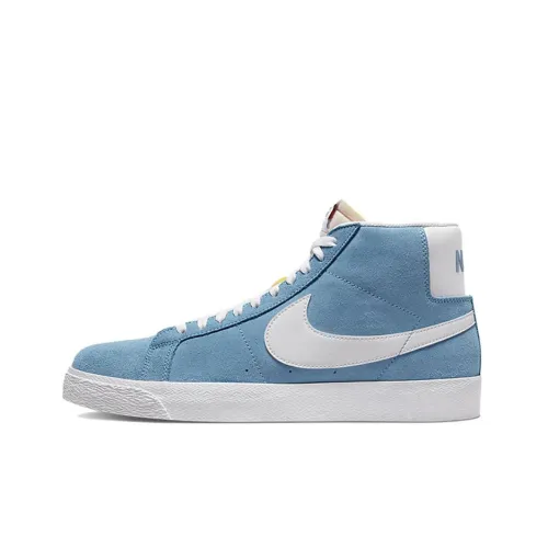 Nike SB Blazer Slip-resistant Abrasion-resistant Lightweight MID Skateboarding Shoes Unisex Blue White Найк SB Blazer Противоскользящий Устойчивый к истиранию Легкий MID Скейтбординг Кроссовки Унисекс Синий Белый