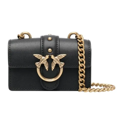 PINKO Love Series Корова Кожа Сумка через плечо Мини Женский Черный