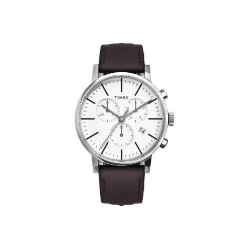 TIMEX Наручные часы Кварцевый механизм Кожаный ремешок 40 мм Белый циферблат Мужские часы TW2V36600