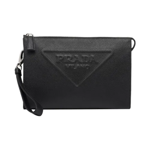 PRADA Saffiano кожа клатч стандартный мужской черный