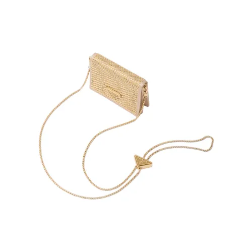 PRADA Текстиль Кожа Портативный держатель для карт Женские Платина