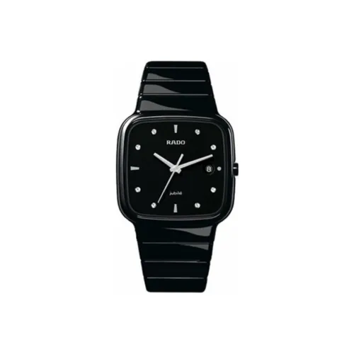 RADO RX Series Кварцевый механизм Мужские часы Часы 37 мм Черный циферблат Керамика Корпус Керамика Ремешок