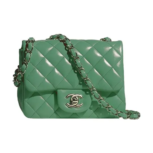 CHANEL 22A Pre Осенний Classic Flap CF Овчина Портативный Сумка через плечо Мини Женская Зеленая