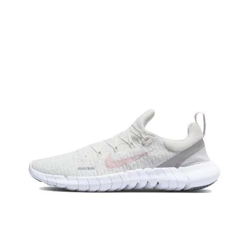 Nike Free Rn 5,0 Амортизаторы Шок Устойчивость к Износу Низкий Топ Повседневные Беговые кроссовки Женские Белые Розовые