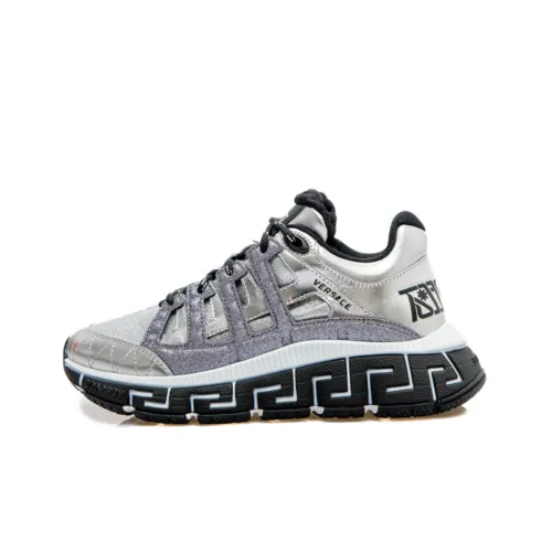 VERSACE Trigreca Амортизация Низкий Топ Повседневная Обувь Женская Серебряная