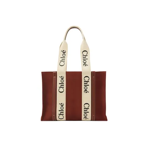 Chloe Коровья кожа Тоут Сумка Сумка для покупок Сумка Сумка через плечо Средняя Женская Коричневая Красная