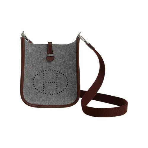 HERMES Evelyne Swift Телячья кожа с войлом ткань сумка через плечо мини унисекс средний серый гаванский кофе