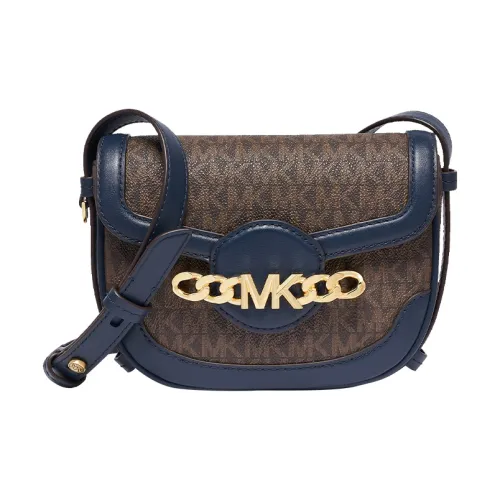 MICHAEL KORS Hally Коровья кожа Седло Сумка Сумка через плечо Экстра Маленькая Женская Темно-Коричневый Морской Синий