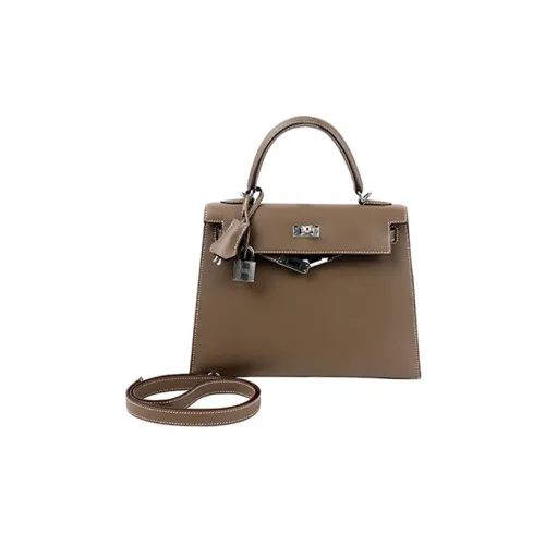 HERMES Эпсомская кожа Сумка Kelly Сумка Женская 18 этуп слоново-серый
