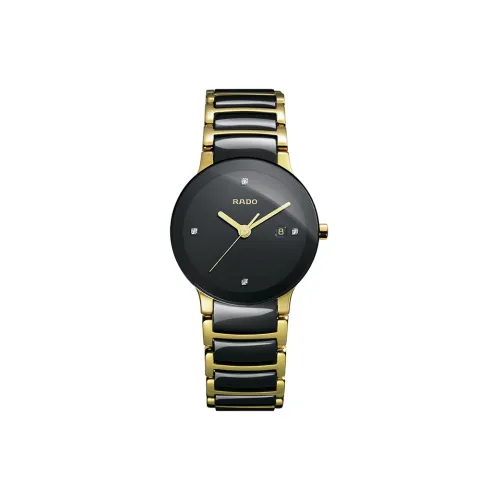 RADO Crystal Collection Кварцевый механизм Женские часы 28 мм Черный циферблат Корпус из нержавеющей стали