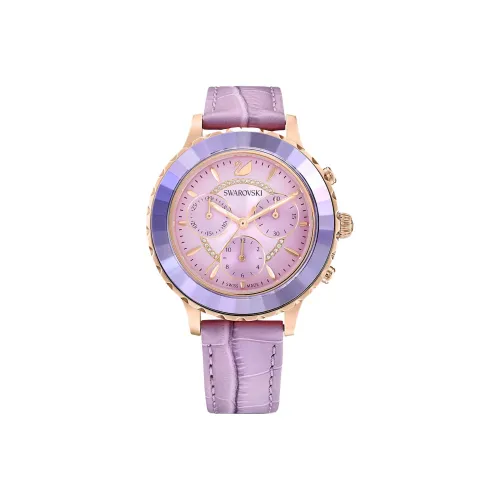 Swarovski Octea Lux Chrono Кварцевые часы ремень из натуральной кожи фиолетовый циферблат женские часы