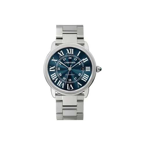 CARTIER RONDE DE Автоматический Механический Механизм Мужские Часы 42 мм Синий Циферблат Корпус из Нержавеющей Стали
