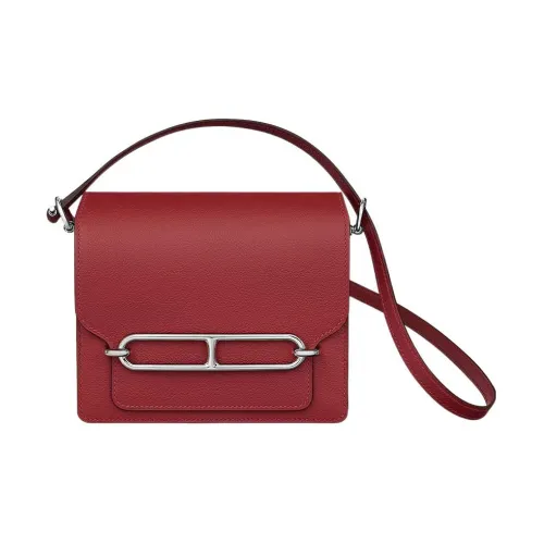 HERMES Roulis Evercolor Телячья кожа Сумка через плечо Женская Гранат Красный Фиолетовый Розовый