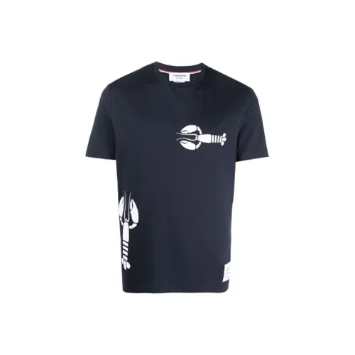 THOM BROWNE Темно-синие мужские футболки T