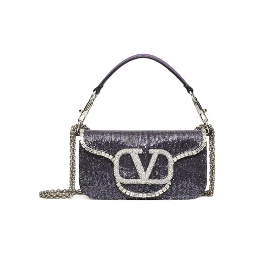Valentino Locò Кожа Сумка-багет Сумка через плечо Сумка через плечо Мини Женская Темно-фиолетовая Серебряная