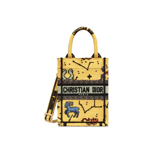 DIOR BookTote Вышивка Сумка Мини Женская Желтая