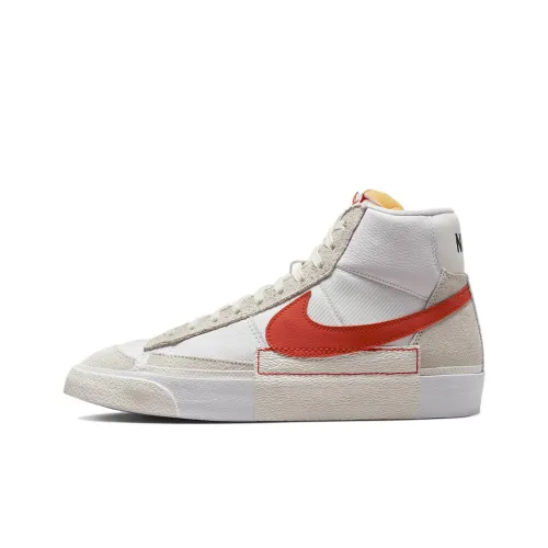 nike Blazer Slip Resistant Abrasion Resistant Легкий MID Скейтбординг Кроссовки Мужской Серый Белый Апельсин
