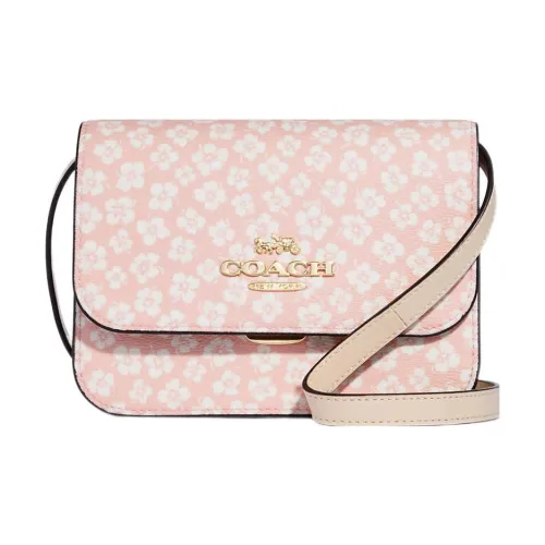 COACH Brynn Кожа Покрытый холст Сумка через плечо Маленькая Женская Розовая и Белая