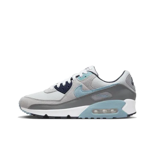 Nike Air Max 90 Амортизация Износостойкий Низкий Топ Повседневные Беговые Кроссовки Мужские Серый Синий