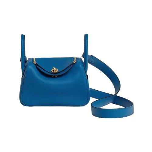 HERMES Lindy Коровья кожа Сумка Сумка через плечо Сумка через плечо Мини Женская BLEU Франция Французский синий