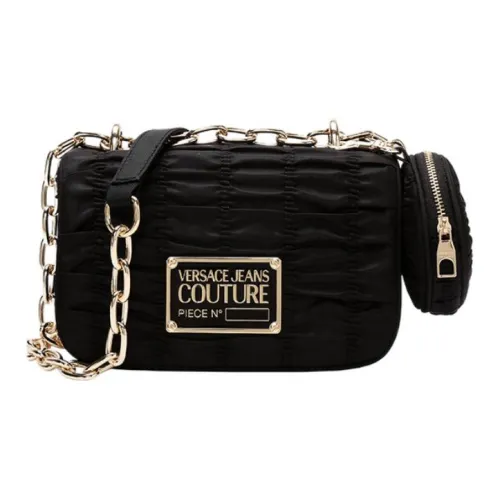 VERSACE JEANS COUTURE Ткань Маленькая Квадратная Сумка через плечо Стандартная Женская Черная