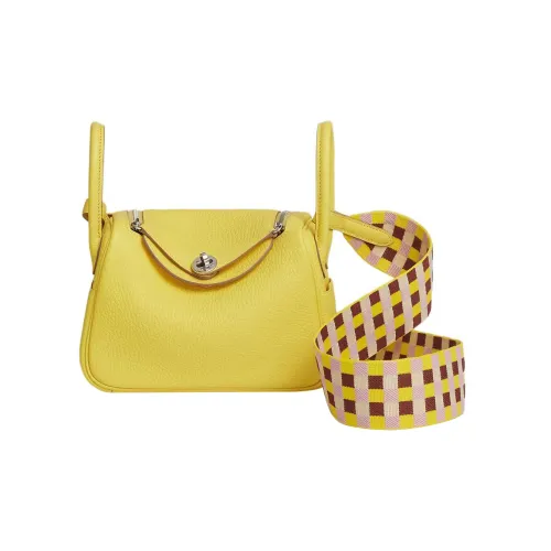 HERMES Lindy Clemence Холст Плечевой ремень с Телячьей кожей Сумка Сумка через плечо Сумка через плечо Мини Женская