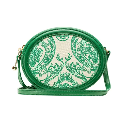 VANESSA HOGAN Монограмма Коровья кожа Круглая сумка Сумка на плечо Стандартная Женская Зеленая