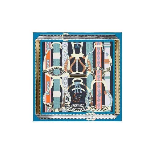 HERMES Carre Шелковый Шарф Женский Синий