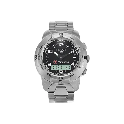 TISSOT Quartz Механизм Мужские часы Часы 42 мм Черный циферблат Титан Корпус часов Титан Ремешок