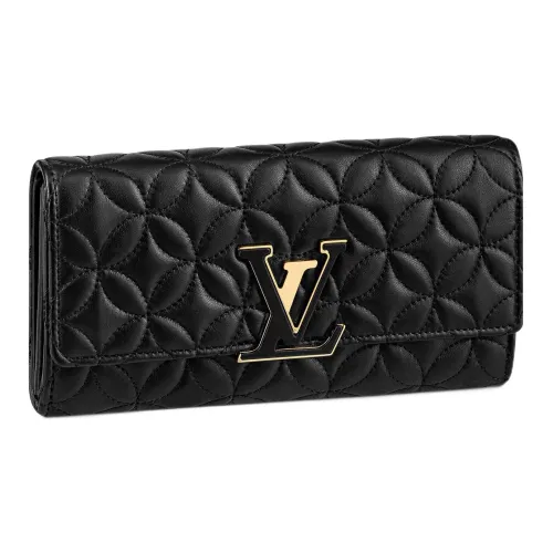 LOUIS VUITTON Capucines Овечья кожа Capson Кошелек Стандартный Женский Черный