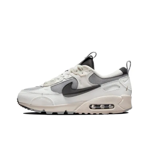 Nike Air Max 90 Futura Амортизация Износостойкий Низкий Топ Беговые кроссовки Женские Белый Серый