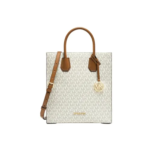 MICHAEL KORS Mercer Кожа Тоут Сумка Сумка для покупок Сумка Сумка через плечо Средняя Женская Ванильный белый и Коричневый