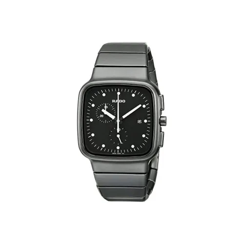 RADO RX Series Кварцевый механизм Мужские часы Часы 37 мм Черный циферблат Керамика Корпус Керамика Ремешок