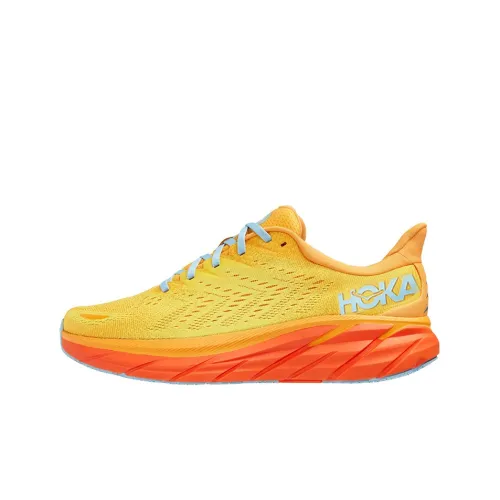 HOKA ONE ONE Амортизаторы Slip-resistant Abrasion-resistant Низкий топ Беговые кроссовки Мужские Желтый Оранжевый