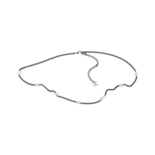CHANEL Металл, Стекло Жемчужный, Стекло, Стразы, Цепи для талии, Черный, Женские