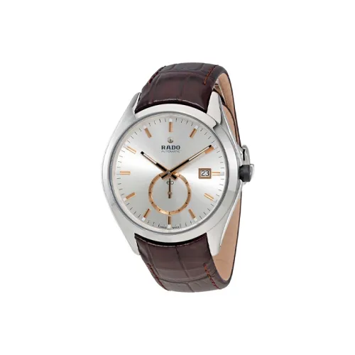 RADO Glam Slam Collection Кварцевый механизм Мужские часы Часы 42 мм Серебристый циферблат Керамика Корпус Часы Кожаный ремешок