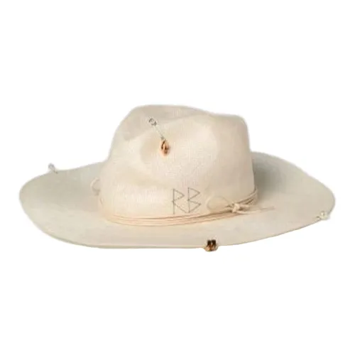 RUSLAN BAGINSKIY Солома Хлопок Соломенная шляпа Белый Унисекс