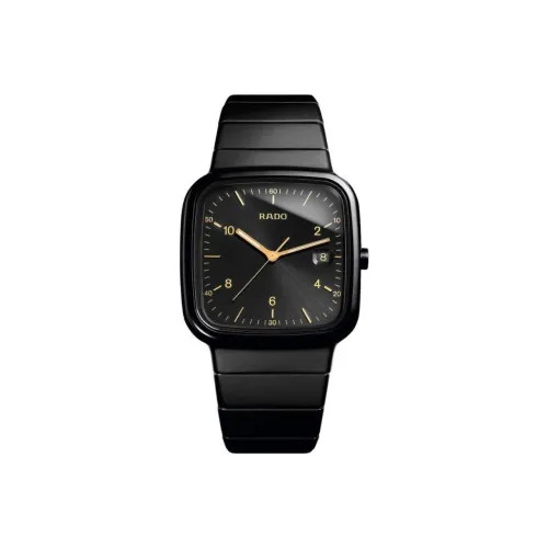 RADO RX Series Кварцевый механизм Мужские часы Часы 37 мм Черный циферблат Керамика Корпус Керамика Ремешок