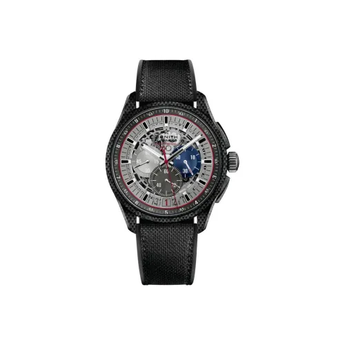 Зенит Автоматический Механический Часы Мужские Часы 45 мм Черепный Циферблат Углеродное Волокно Чехол Часы Резиновый Ремешок