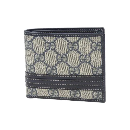 GUCCI Canvas с кожаными вставками кошелек мужской синий