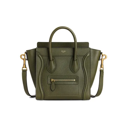CELINE Лuggage Телячья кожа Смайлик Сумка через плечо Сумка Сумка для женщин Оливково-зеленый
