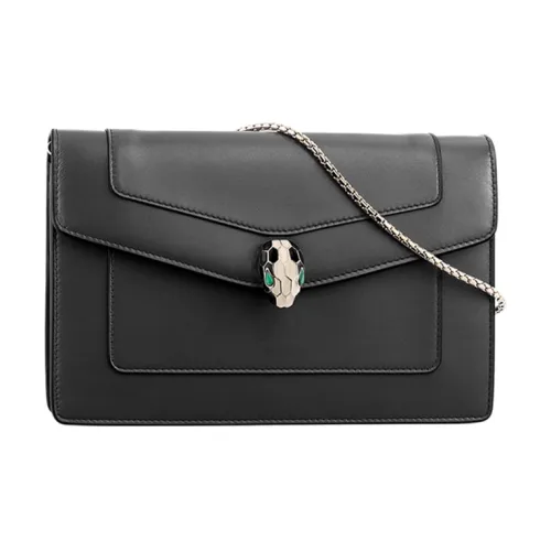 BVLGARI Serpenti Forever Series Сумка из телячьей кожи с цепочкой сумка через плечо женская черная