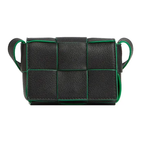 Bottega Veneta Cassette Sheepskin Сумка через плечо Мини Женская Черный Попугай Зеленый