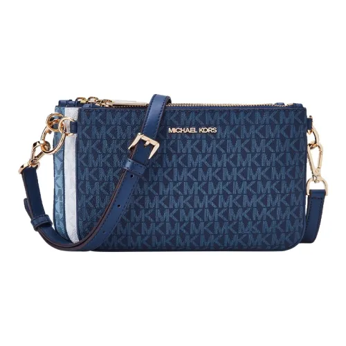 MICHAEL KORS Jet Set Artificial Leather Crossbody Bag Standard Women's Navy Blue White Light Blue