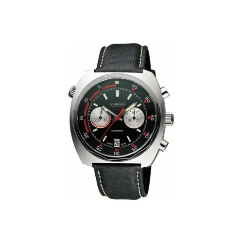 LONGINES Classic Vintage Автоматический Механический Механизм Мужские Часы 43 мм Черный Циферблат Корпус из Нержавеющей Стали Тканевый Ремешок