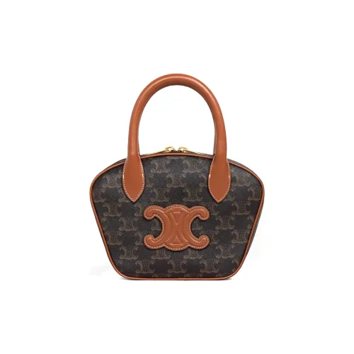 CELINE Triomphe Коровья кожа Сумка Мини Женская Рыжевато-коричневый