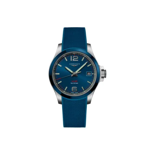 LONGINES Comcast V.H.P Series Кварцевый механизм Мужские часы 41 мм Черный циферблат Корпус из нержавеющей стали Резиновый ремешок