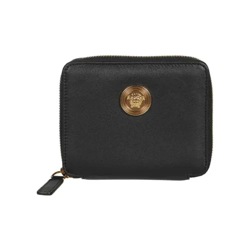 VERSACE Держатель для карт из телячьей кожи кошелек для мужчин черный