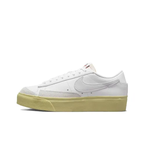 nike Blazer Платформа Slip Resistant Abrasion Resistant Легкий Низкий Топ Скейтборд Кроссовки Женские Белые Серые